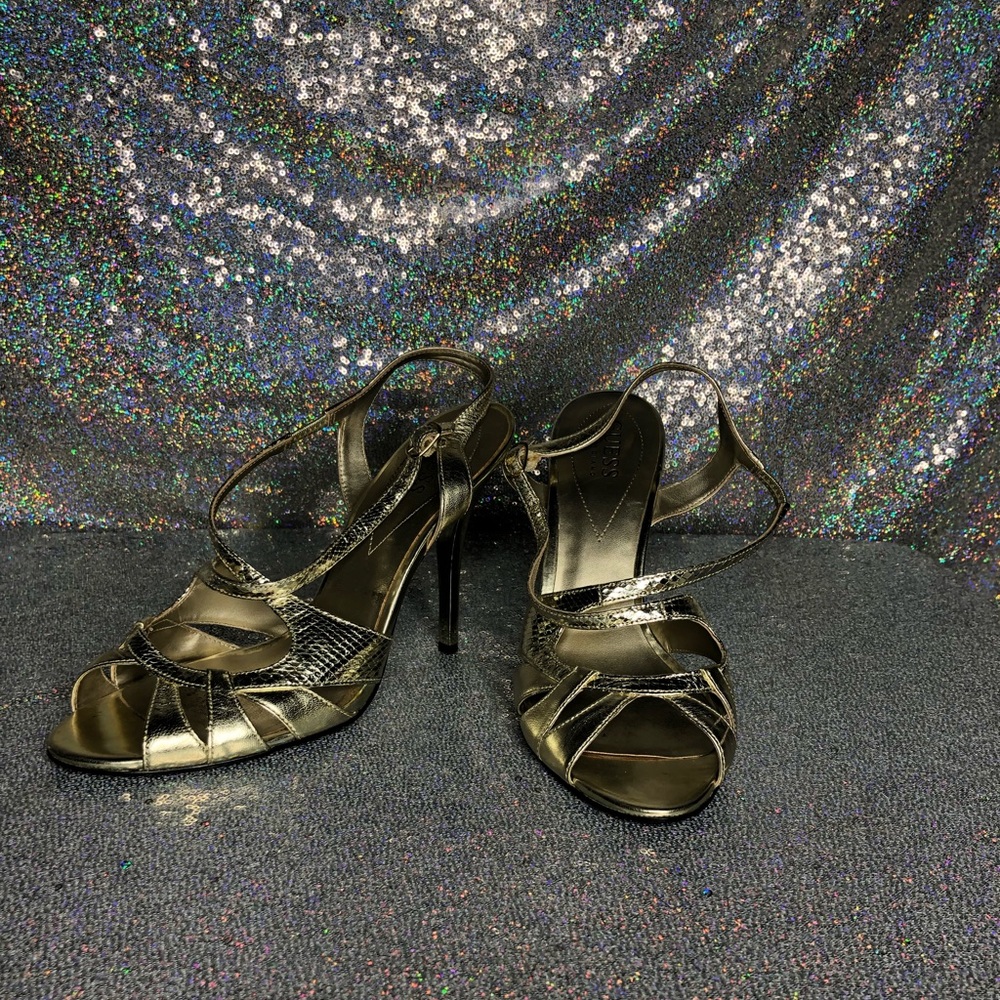 Gold Guess By Marciano Strappy Heels